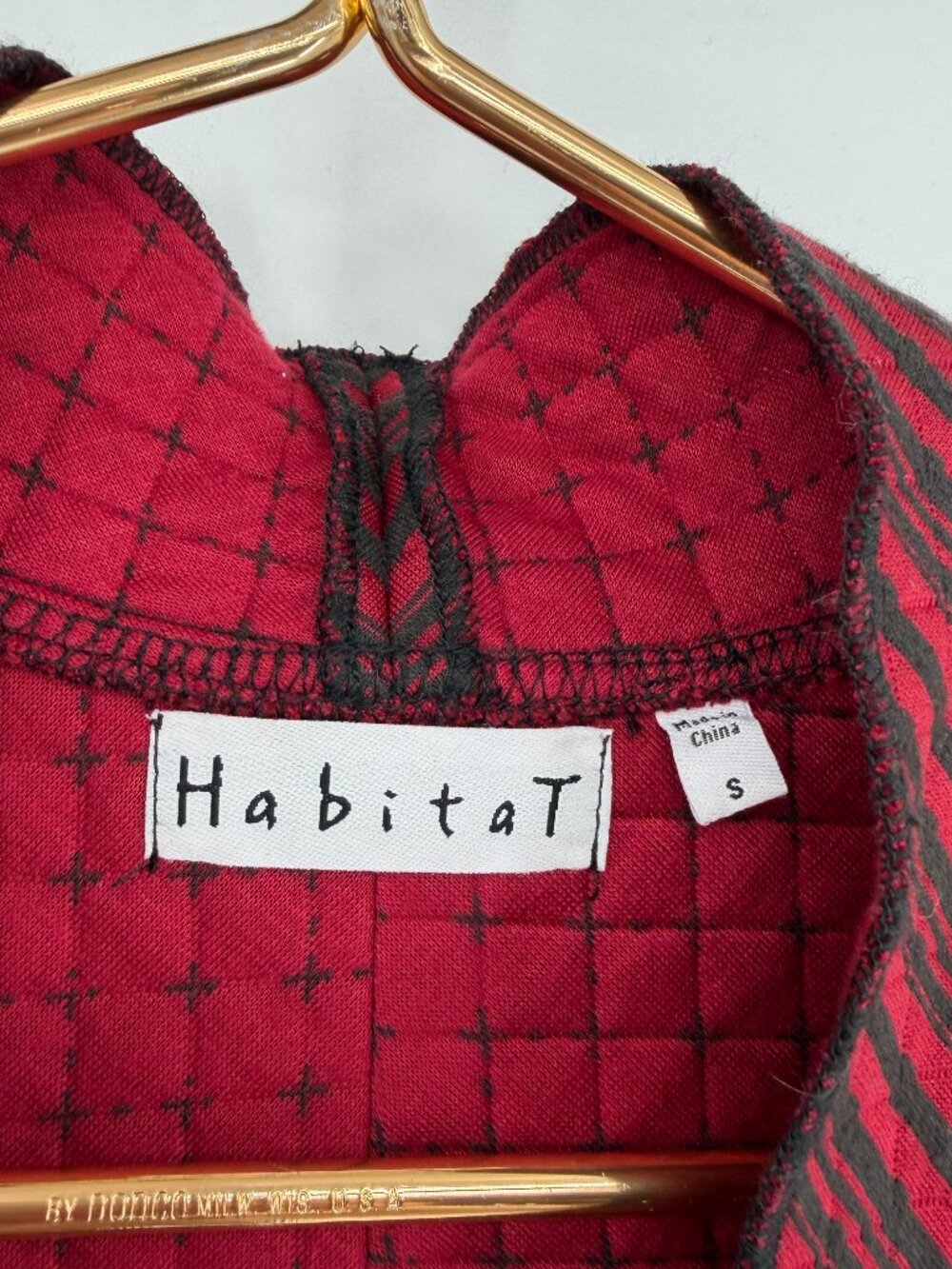 Habitat Red Black Striped Artsy Swing Vest Jacket Pockets Size Small - Picture 2 of 12